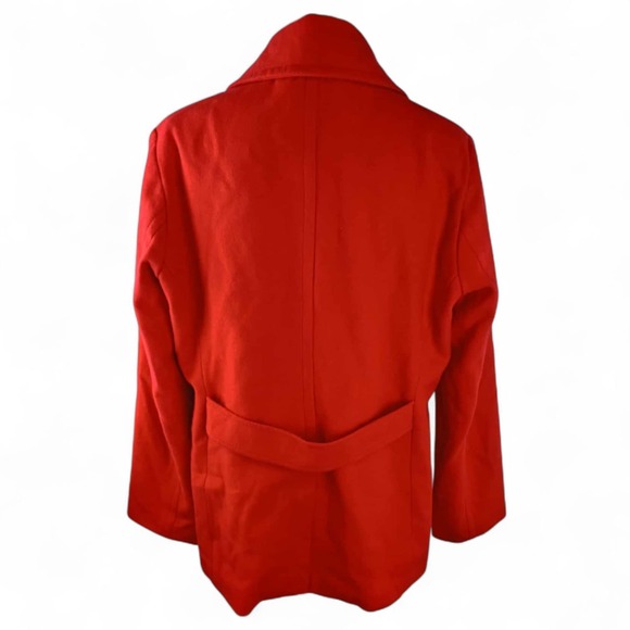 OLD NAVY Women's Heavy Winter Pea Coat Wool Polyester Large Red Formal Christmas - Picture 2 of 4
